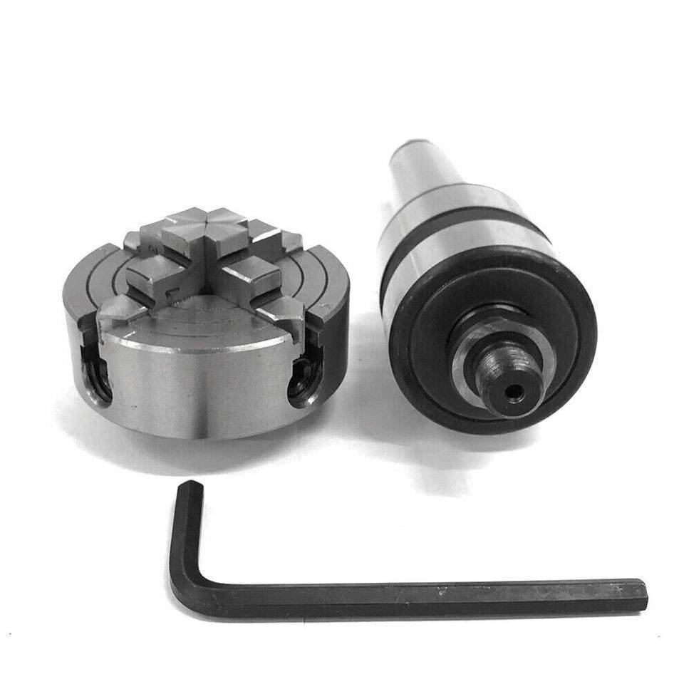 M14X1 MT4 Shank Revolving Center with 4 jaw lathe chuck 70mm and included Allen wrench for precision machining
