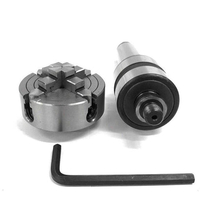 M14X1 MT4 Shank Revolving Center with 4 jaw lathe chuck 70mm and included Allen wrench for precision machining
