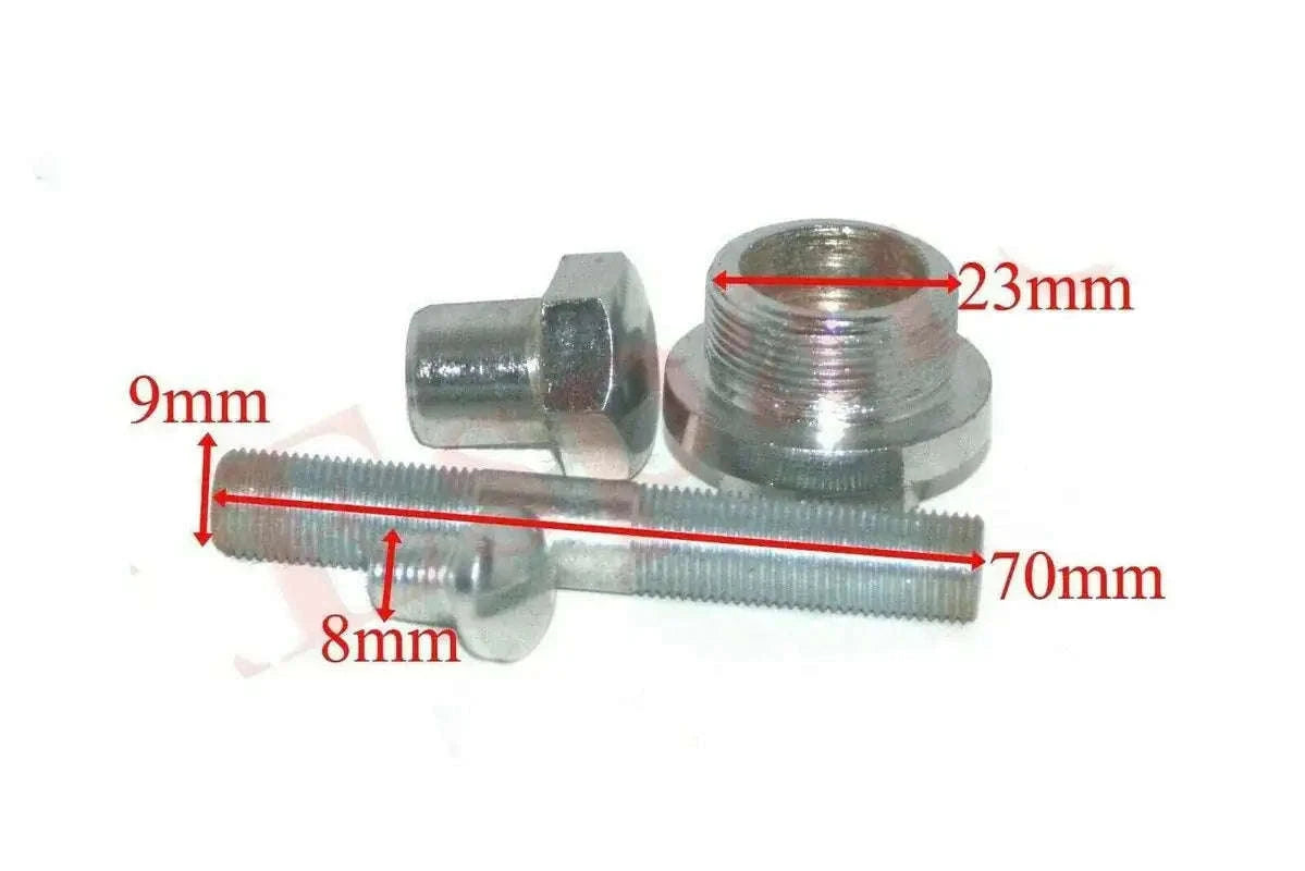 Metal inspection plug stud kit with flange nut and threaded bolt, 70mm length