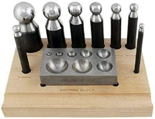 8 PCs Metal Forming DAPPING DOMING Punch Block Set 5mm to 27mm - StellerGear