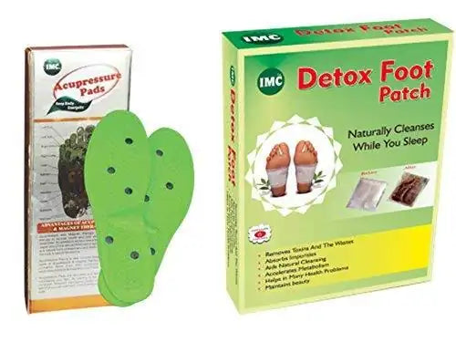 Green acupressure pads with detox foot patch product box
