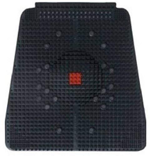 Magnetic foot health mat, dark textured grid with raised nubs and red center label