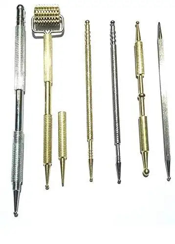 Sujok acupressure therapy kit with six metallic roller and probe tools