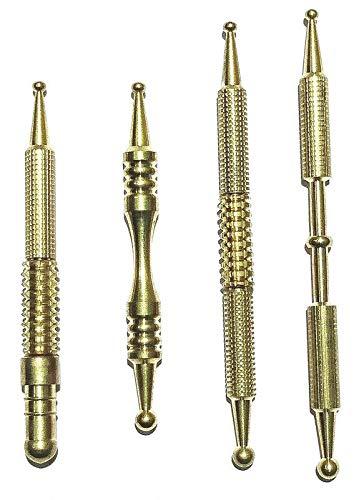 Metal acupressure roller set, four gold-tone pointed applicators