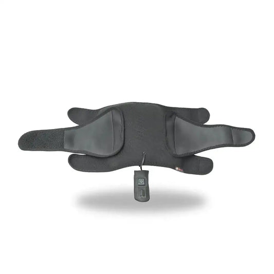 Electric heating pad with controller, dark gray fabric, wrap-style with side straps