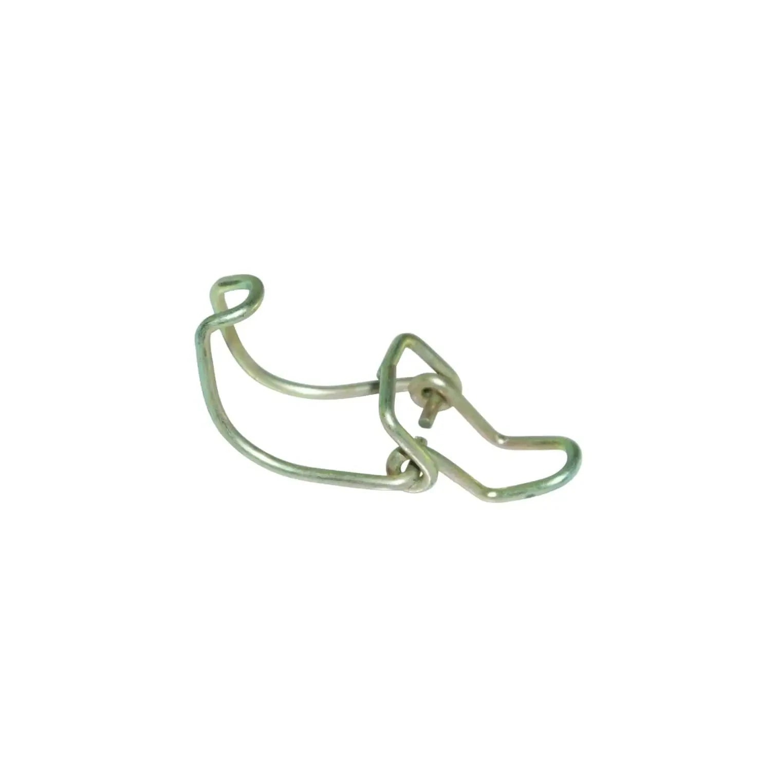 Steel spring clip for air cleaner filter housing closing, bent arc with latch