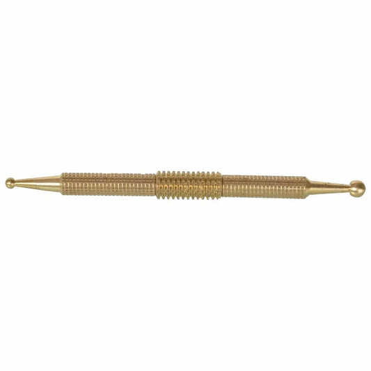 Copper brass roller with ridged center and ball-ended handles