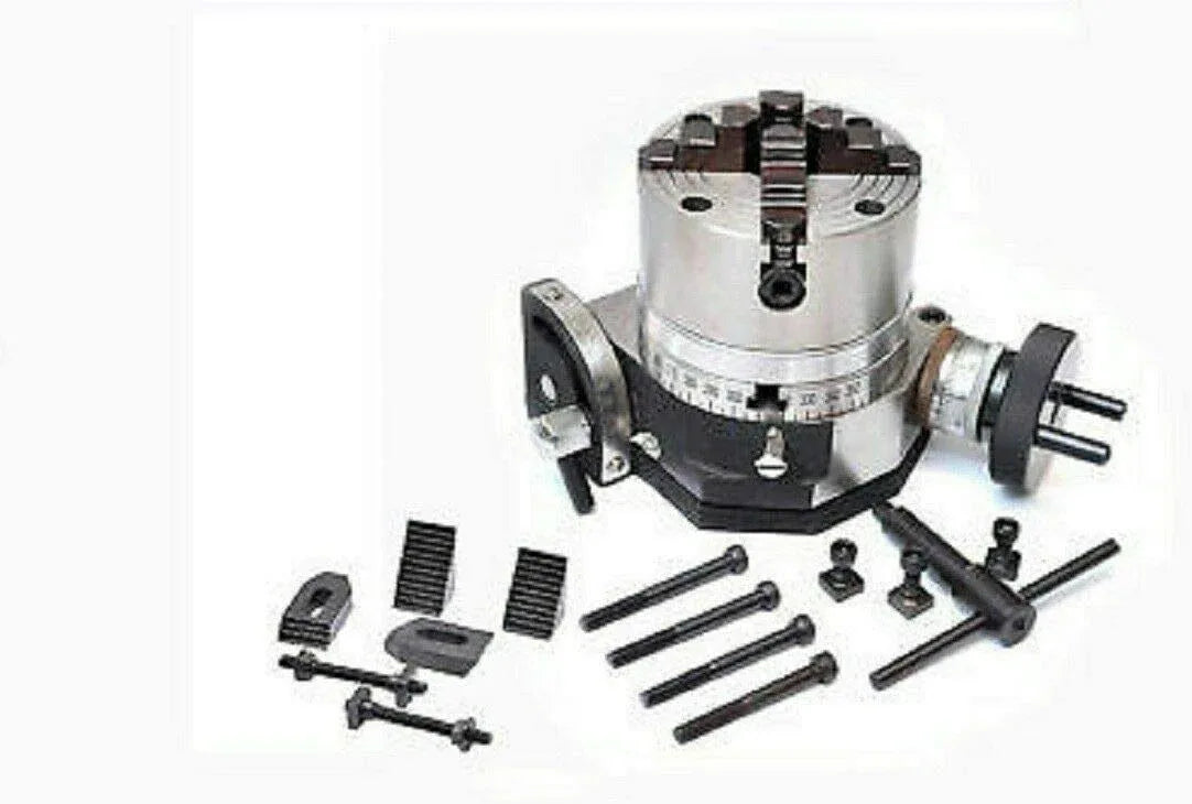 Tilting Rotary Table 4/100mm with 50mm Chuck, Tailstock M6 Clamping Kit Set - StellerGear
