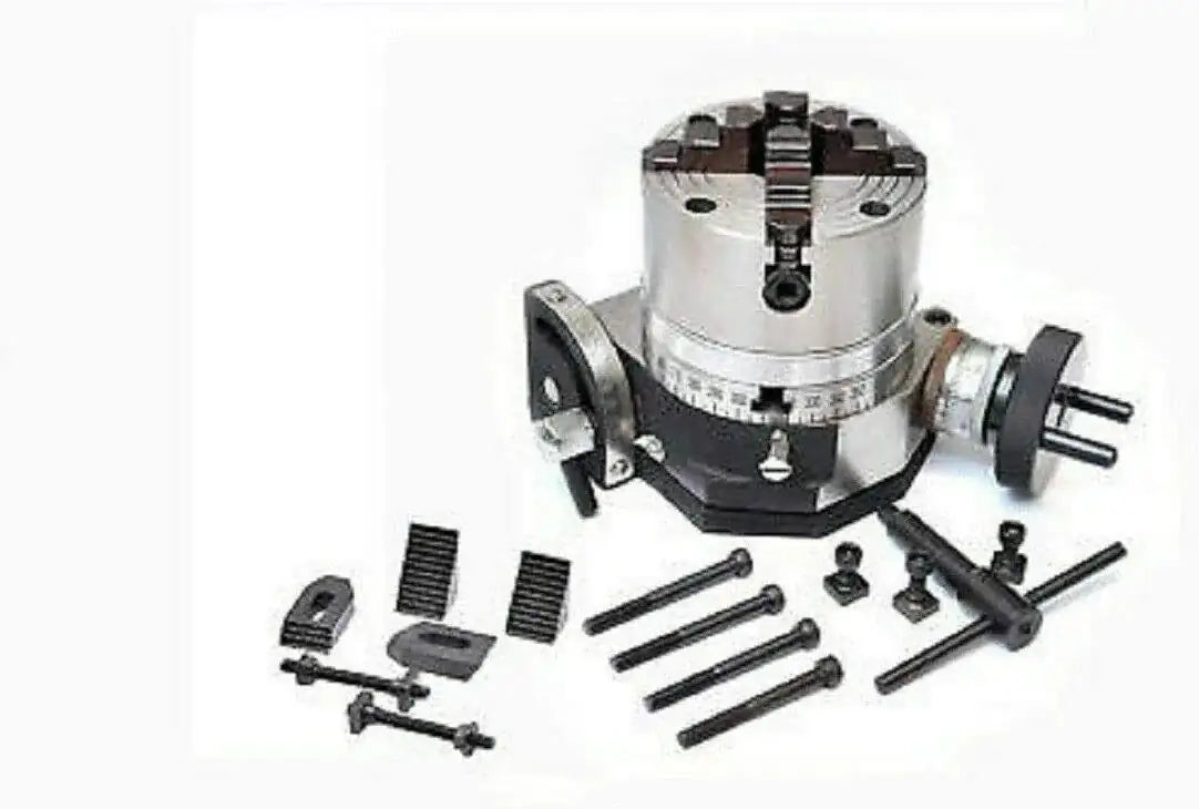 Tilting Rotary Table 4/100mm with 50mm Chuck, Tailstock M6 Clamping Kit Set - StellerGear