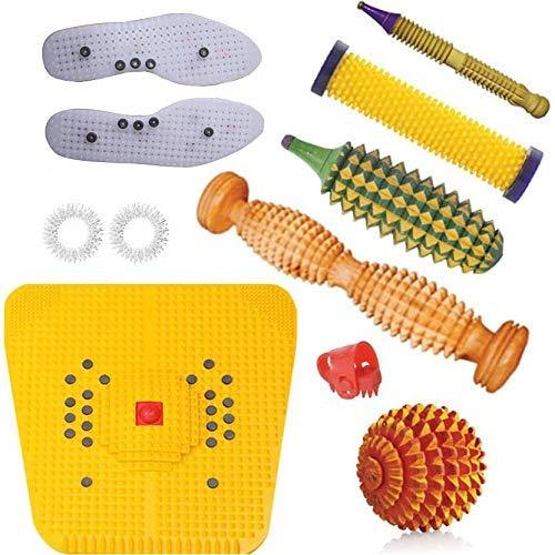 Acupressure fitness tools kit with multi-color rollers, massage pads, and acupressure spiky discs