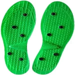 Acupressure shoe insoles, green, with dotted massage holes