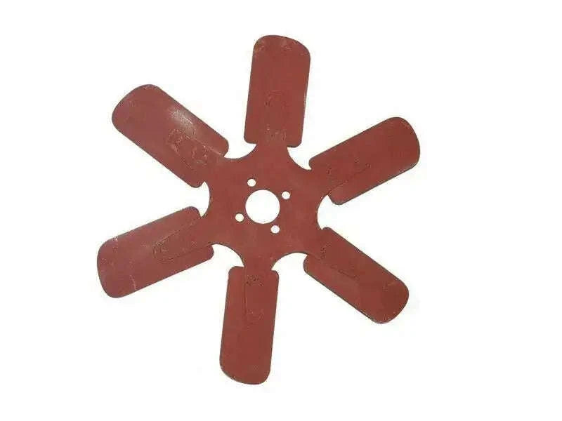 Six-blade engine cooling fan, red-brown steel, central mounting holes