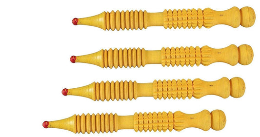 Wooden acupressure roller massagers with spiked handle ends (set of 4)