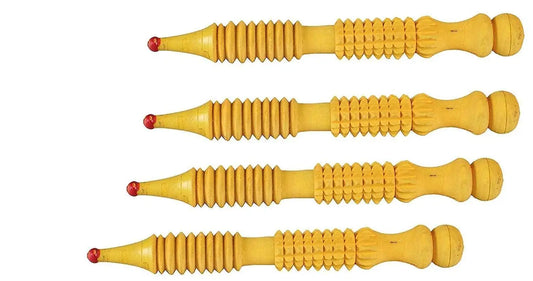 Wooden acupressure roller massagers with spiked handle ends (set of 4)