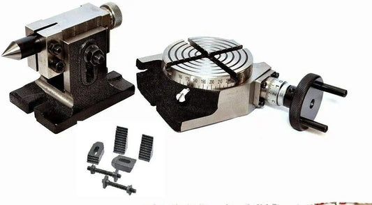 Rotary Table 4/100 mm with Single Bolt Tailstock M6 Clamping Kit Set - StellerGear