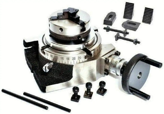 Rotary Table 4/100mm with 65mm Lathe Chuck M6 Clamping Kit Set - StellerGear