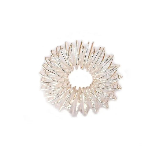 Acupressure Chinese medicine ring with spiked silver-toned outer band