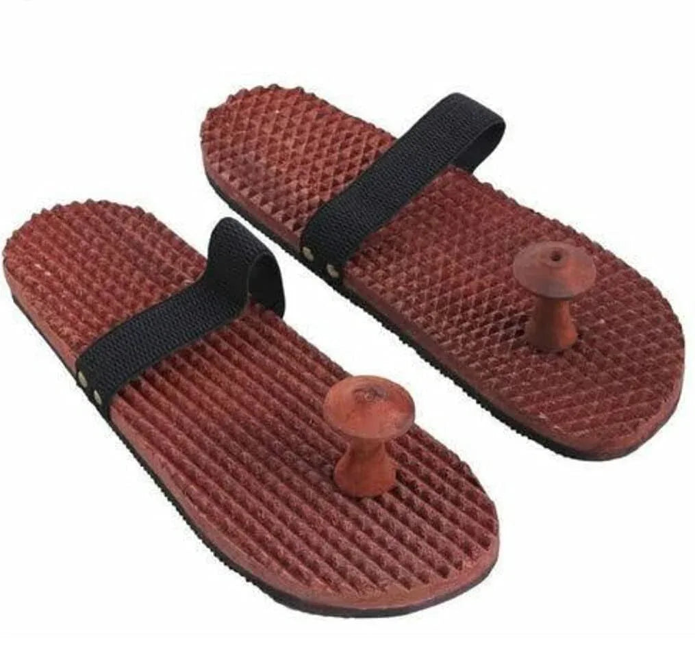 Brown Wooden Acupressure Massager Slipper/Sandle For Men/Women/Childrens - StellerGear