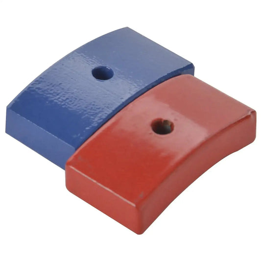 Ceramic magnet ear, nose, throat blocks: blue and red with round holes