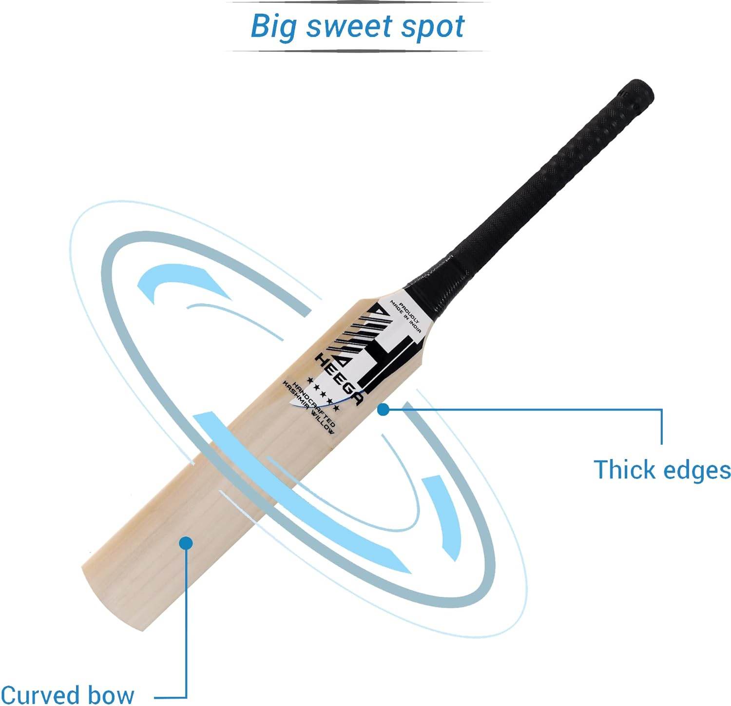 Heega Premium Grade Mongoose Kashmir Willow Cricket bat | Shorter Blade and Longer Handle - StellerGear