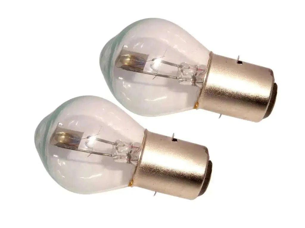 Head lamp bulbs with clear glass and metallic bases, two-pack