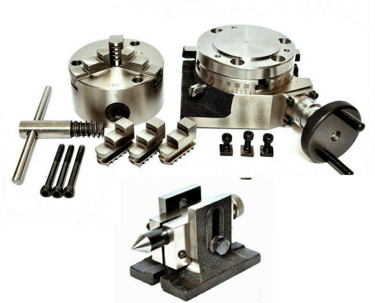 Rotary Table 4/100mm With 80mm Self Centering Chuck Single Bolt Tailstock - StellerGear