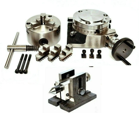 Rotary Table 4/100mm With 80mm Self Centering Chuck Single Bolt Tailstock - StellerGear