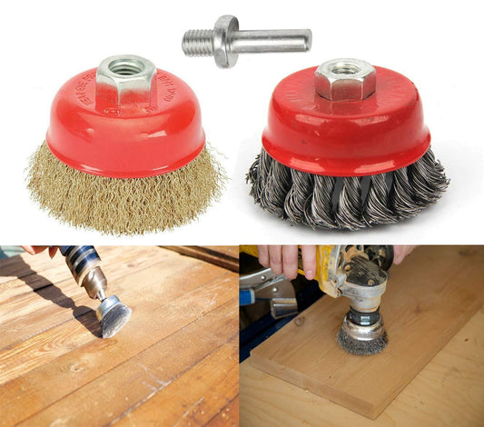 Brass Wire Twisted M10 Thread Cup Brush for Removing Rust, Paint New - StellerGear