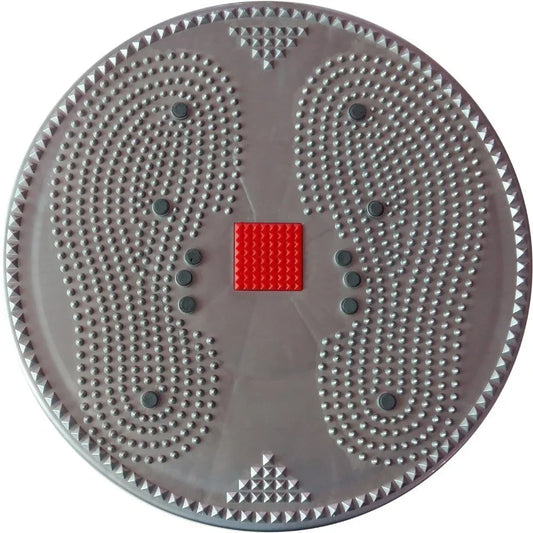 Acupressure therapy mat disc with metal spikes and red square center pad