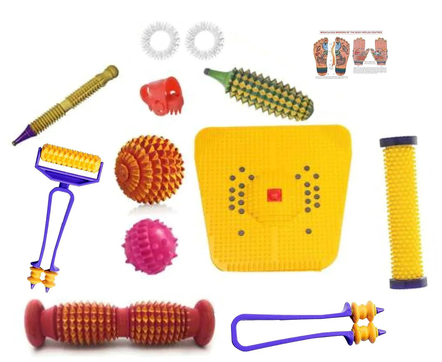 Wooden Foot Roller Magnetic Stress Mat Combo Kit massager body pain massager - StellerGear