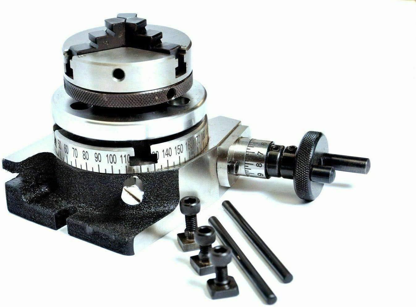 Rotary Table 4/100mm With 50mm Mini Scroll Lathe Chuck Backplate - StellerGear