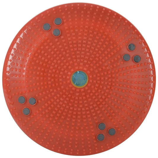 Red acupressure balance disc with raised nubs and grip dots