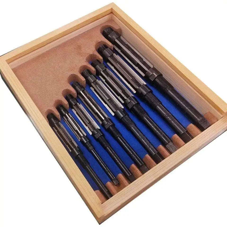 8Pcs Adjustable Kingpin Hand Reamer Set H4- H11, Wooden Box - StellerGear