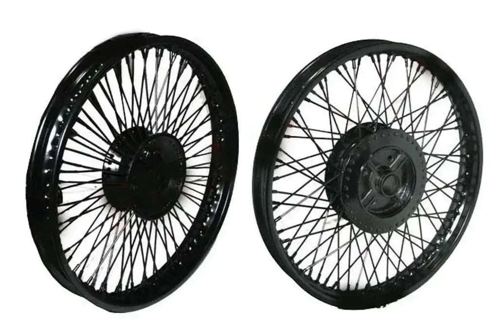 80 SPOKES FRONT REAR DISC BRAKE BLACK STEEL WHEEL RIM WM2-19"ROYAL ENFIELD - StellerGear