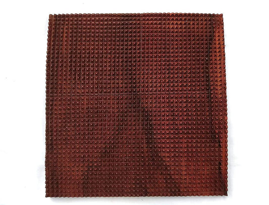 Brown acupressure wooden foot mat with raised square peg pattern