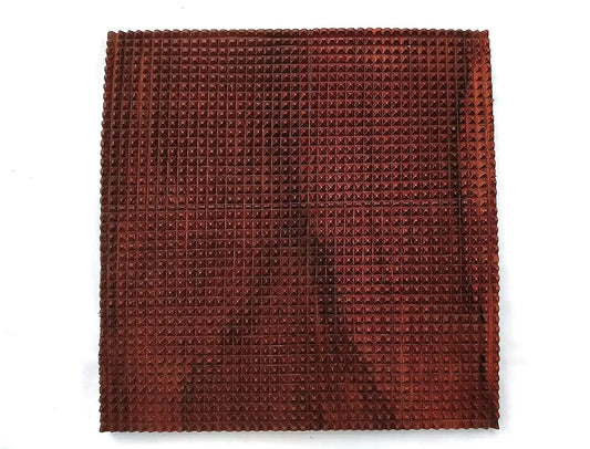 Brown acupressure wooden foot mat with raised square peg pattern