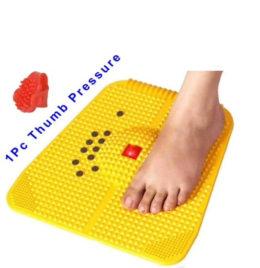 Acupressure foot mat massager with raised spikes, dotted pattern, includes toe pad