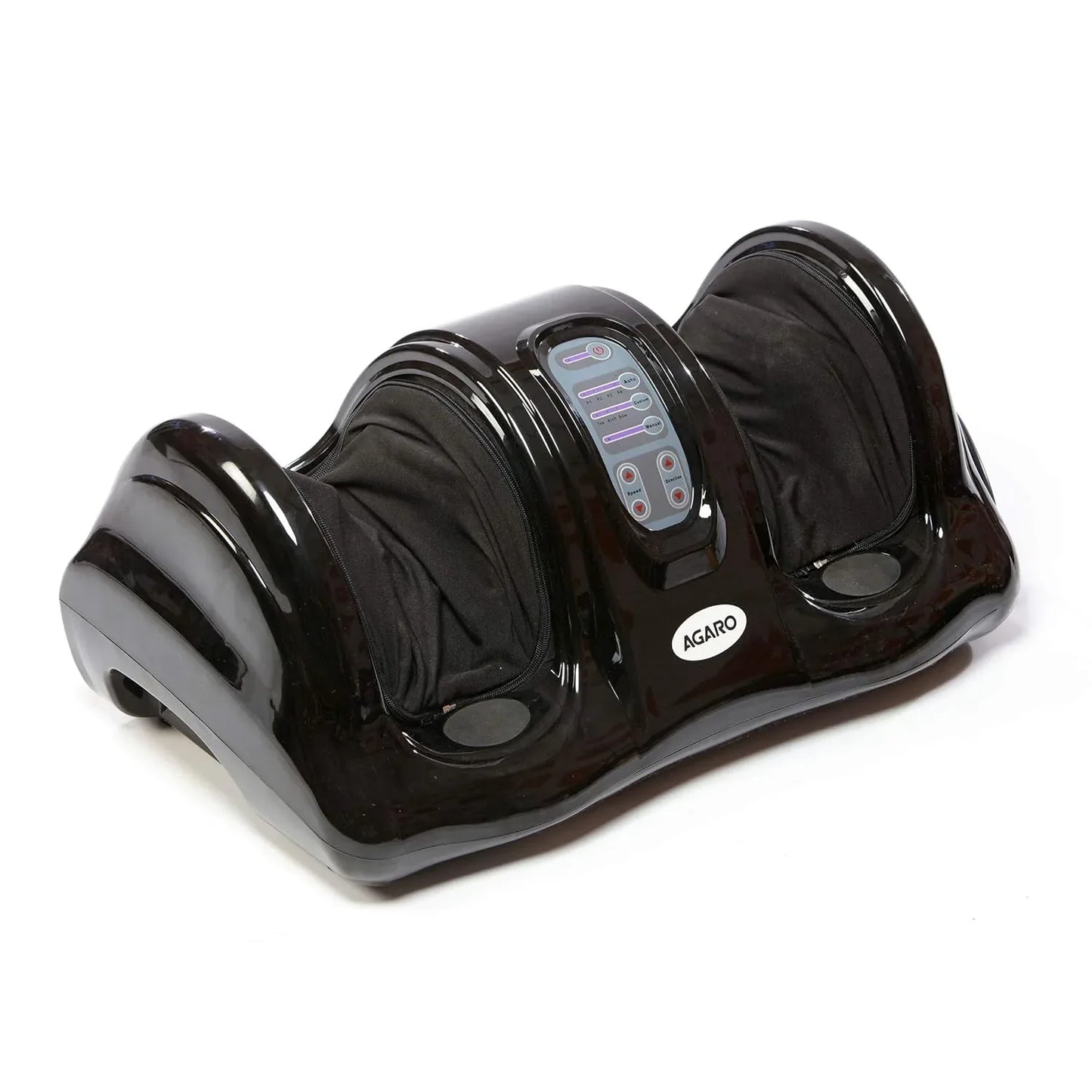 Electric shiatsu foot massager with kneading pads, black, with AGARO logo