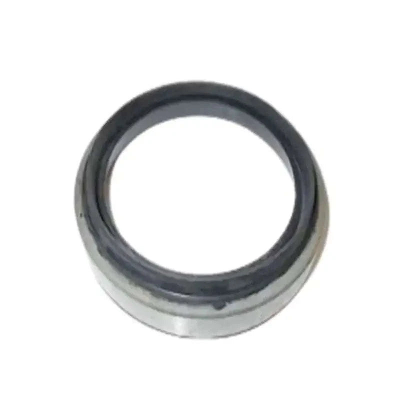 Front hub oil seal, round black rubber with silver metal outer ring
