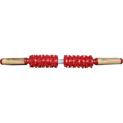 Acupressure Anand Roller - III Yoga Roller with red bead cylinder and wooden handles