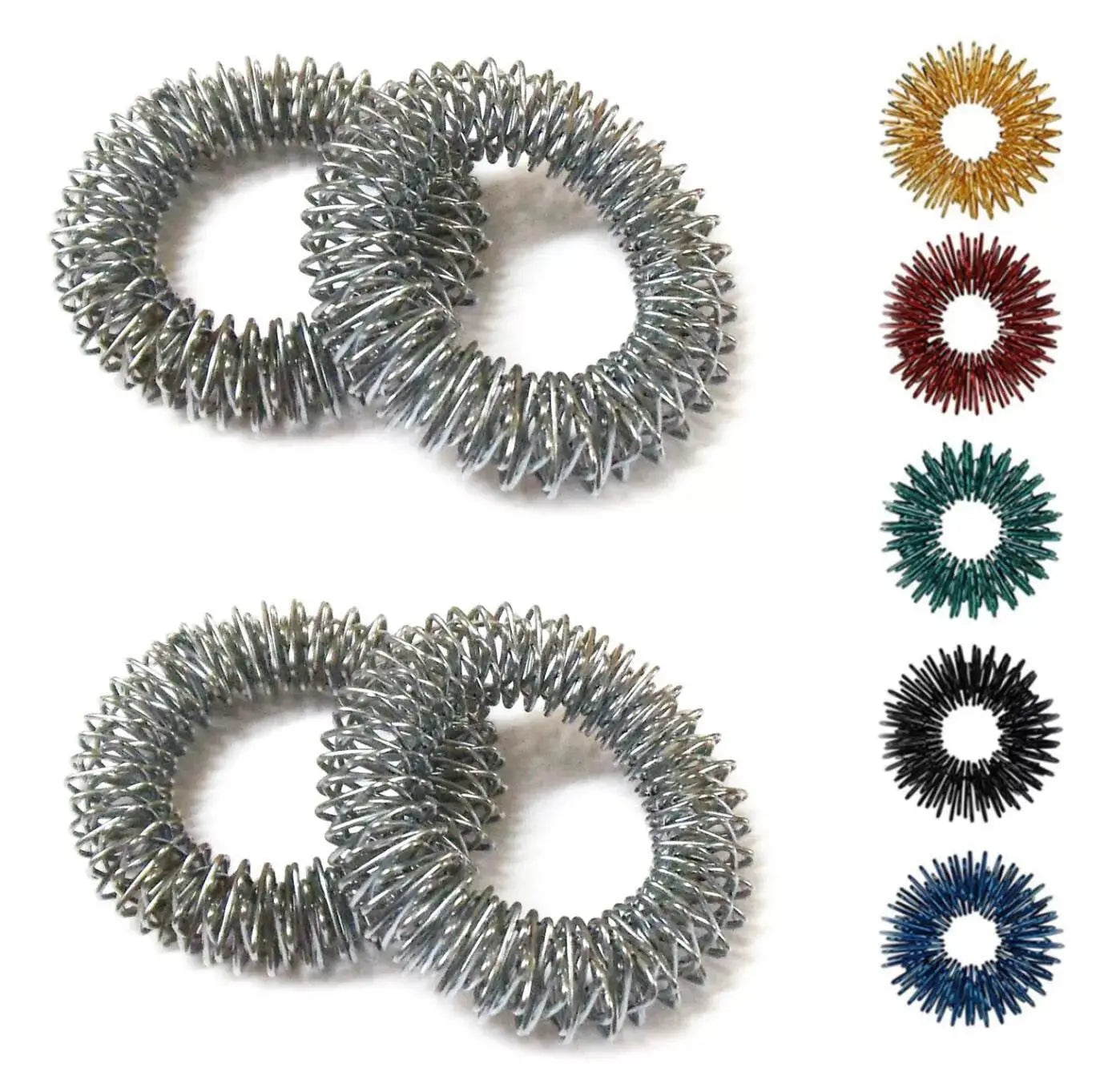 Acupressure bracelet set with small bracelets and sujok rings in various colors