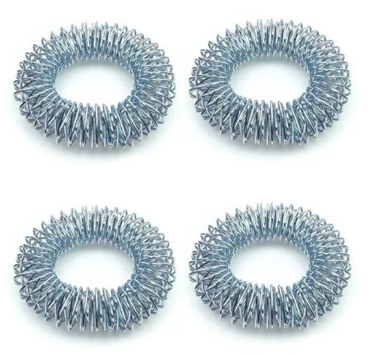 Acupressure bracelets set featuring four large metal bracelets for effective pressure point massage