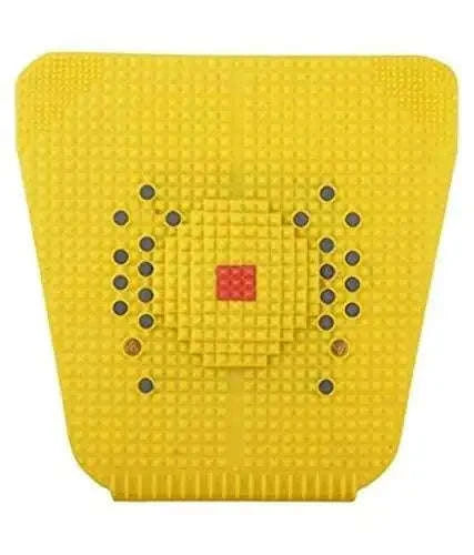 Acupressure mat designed for back pain relief with spaike stud pattern.