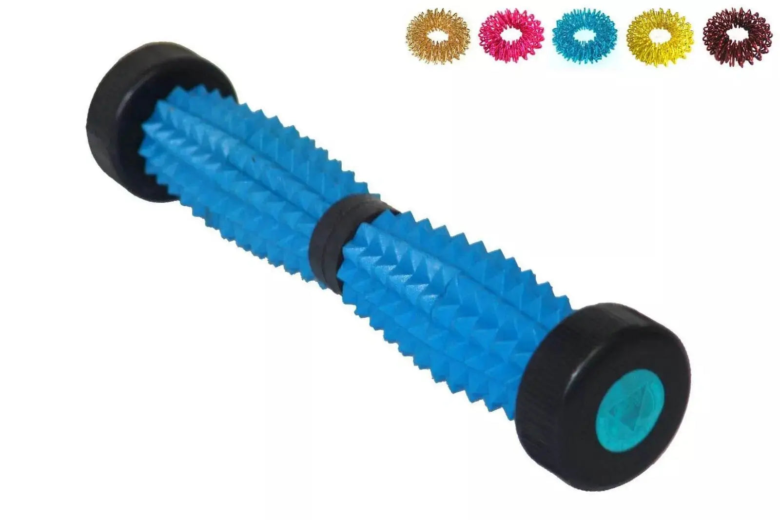 ACUPRESSURE foot massager roller in blue with textured surface for relieving foot tension