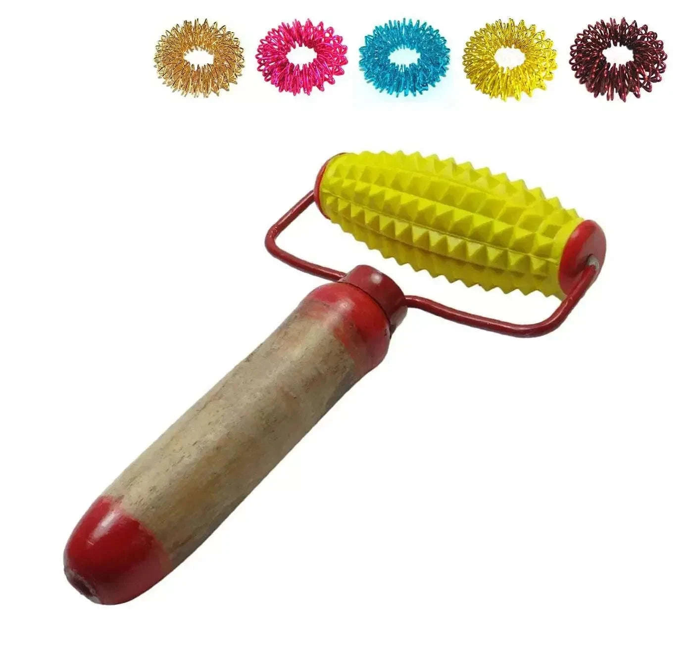 Acupressure Hand Energy Body Massager Roller with 5 Sujok Rings by StellerGear