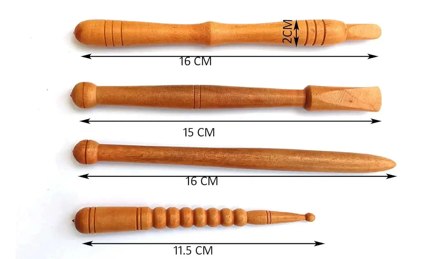 Acupressure Jimmy Stick Set of 4 - Wooden Reflexology Tools