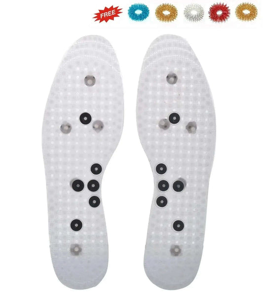 Acupressure Magnetic Foot Reflexology Massage Shoe Insoles Free 5 Sujok Rings - StellerGear