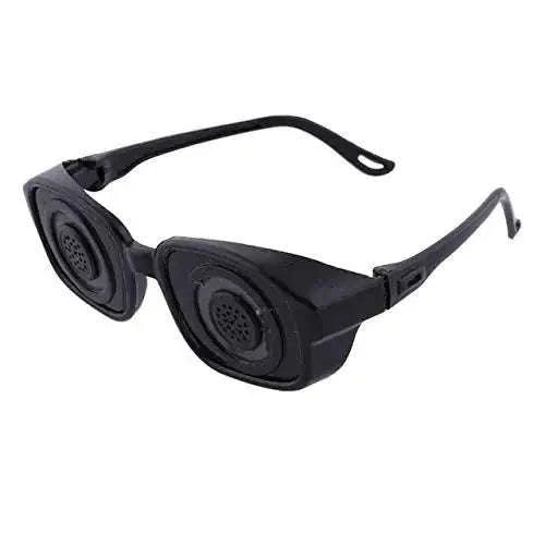 Acupressure magnetic spectacles with dark frame and round pressure nodes