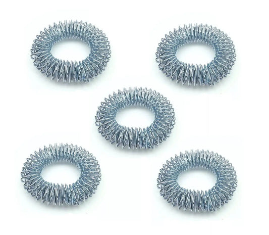 acupressure massage bracelets set featuring five ergonomic Sujok rings for effective pressure relief