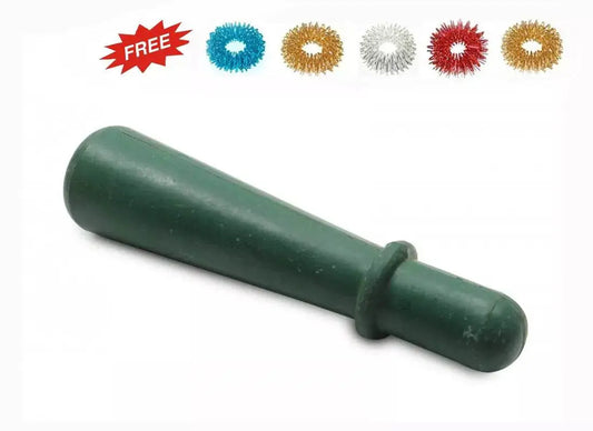 Acupressure massager with a rubber design, includes Sujok rings in various colors for full-body relaxation